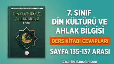 7. Sınıf Din Kültürü 5. Ünite Sayfa 135-136-137 Cevapları (MEB Yayınları)