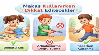 Etkinlik yaparken makas kullandığınızda nelere dikkat edersiniz?