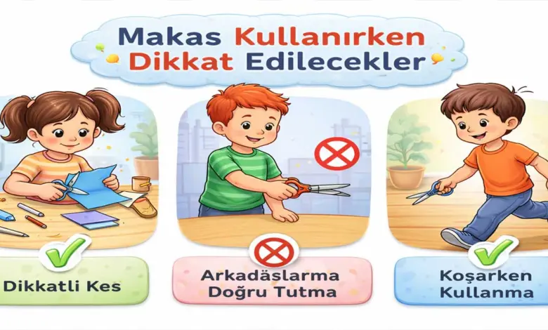 Etkinlik yaparken makas kullandığınızda nelere dikkat edersiniz?